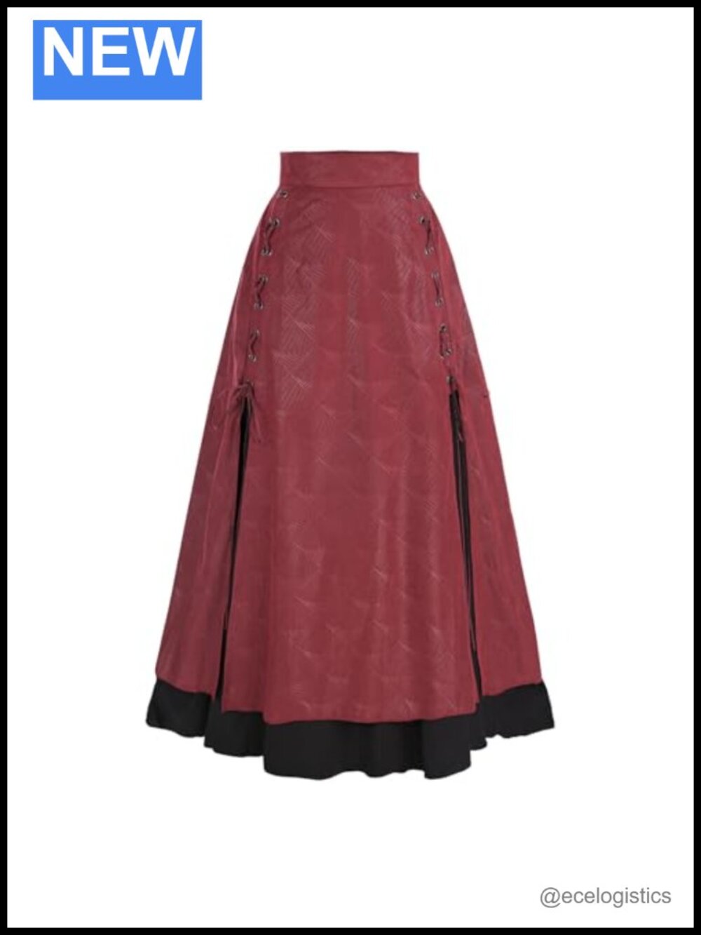 Renaissance Medieval Peasant Maxi Skirt Drawstring Side Slit
